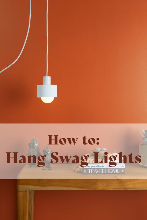 Hanging Lighting Bedroom, Diy Hanging Light Fixtures Bedroom, Swag Light Over Sofa, Hanging Lights In Apartment, Swagged Pendant Light, Staggered Pendant Lights, How To Hang Pendant Lights With Cord, Hanging Corded Pendant Lights, Hang Pendant Light From Ceiling