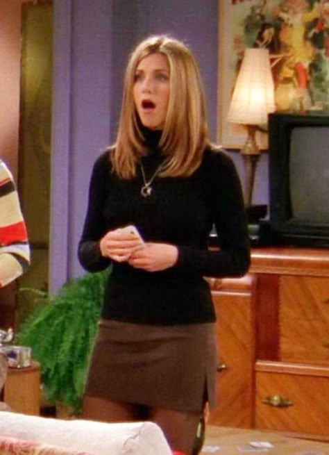 Rachel Green Turtleneck Outfit, Rachel Green Turtleneck, Jen Aniston Hair, Friends Fits, Rachel Greene, Estilo Rachel Green, Internship Outfit, Rachel Green Style, Friends Outfit