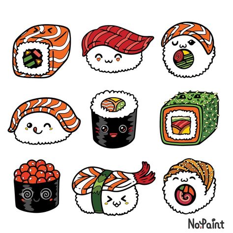 Sushi Stickers, Sushi Cartoon, Camping Drawing, Mom Tattoo Designs, Adobe Illustrator Graphic Design, Pinterest Diy Crafts, Tshirt Design Inspiration, Cute Food Drawings, Cute Food Art