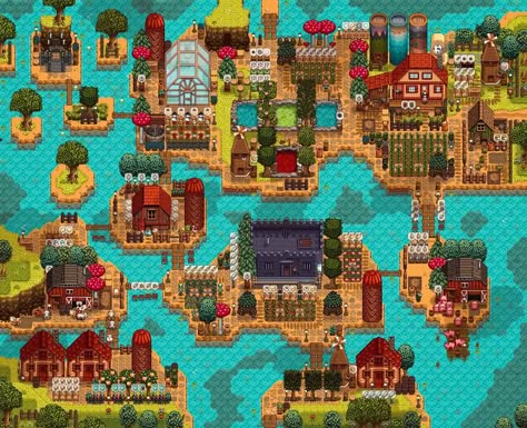 My riverland farm No Mod🌳🍄🌊🌤 : StardewValley River Land Farm Stardew Valley, Stardew Valley Layout Riverlands, Stardew Valley Riverland Farm Layout Cute, Stardew Valley Water Farm Layout, Stardew Valley Fishing Farm Layout, Stardew Valley Riverland Farm Design, Mountain Farm Stardew Valley, River Farm Layout Stardew Valley, Stardew River Farm Layout