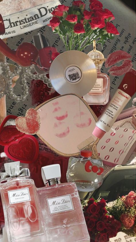 First try lmao#red #couqette #myfirstshuffle #moodboard #love #vintage #collage #aesthetic Mood Board, The Balm, Collage, Gift Wrapping, Red