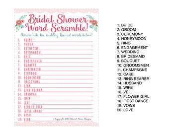 Bachelorette Bathing Suit Burst with Satin Bow By | Etsy Bridal Shower Word Scramble, Free Bridal Shower Games, Bridal Word Scramble, Word Jumble, Bridal Shower Games Funny, Top Wedding Registry Items, Scramble Game, Wedding Game, Emoji Games