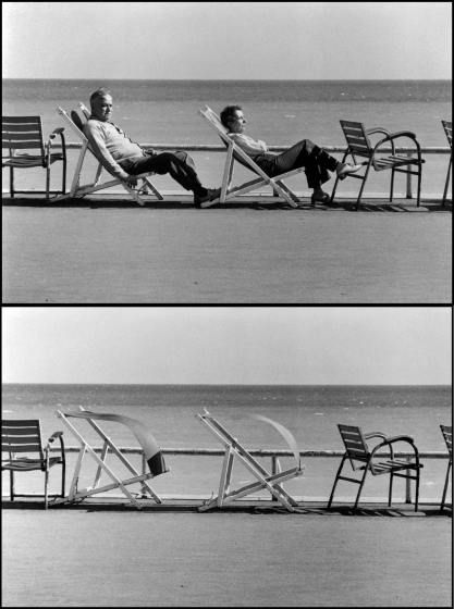 "This is likely to be the cover of my upcoming "Sequences" book. It shows two people sunning themselves and then being blown out of their chairs by a strong wind. Its taken in Cannes, France." Eliot Erwitt, Vivian Mayer, Elliott Erwitt Photography, Elliot Erwitt, Sequence Photography, Narrative Photography, Elliott Erwitt, Camera Shutter, Black And White Photos