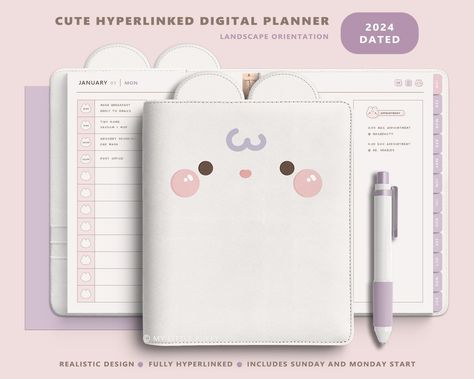 Cute Digital Planner/ 2024 Digital Planner/ Realistic Digital Planner/ Cute Planner Digital/ 2024 GoodNotes Planner/ Cute Daily Planner 2024 bookplanner #digitalbulletjournal🖌️ Kawaii Digital Planner, Cute Digital Planner, Cute Daily Planner, Month Planner, Planning App, Goodnotes Planner, Character Map, Cute Planner, Super Kawaii