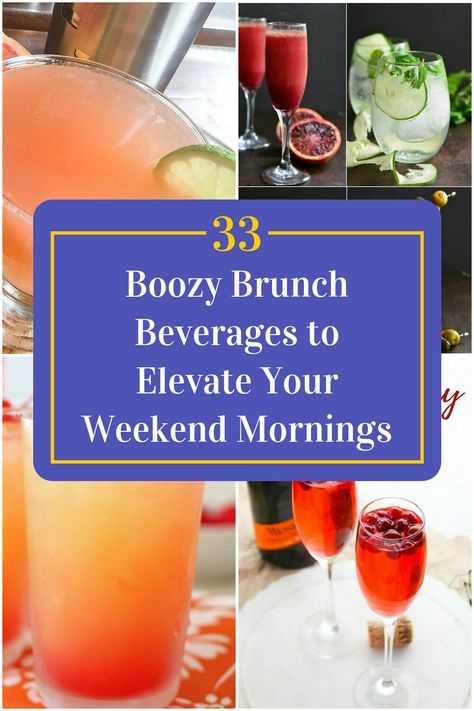 Collage of 4 brunch cocktails. Breakfast Alcoholic Drinks, Brunch Drinks Alcoholic, Sunday Brunch Cocktails, Brunch Beverages, Brunch Cocktail Recipes, Prosecco Drinks, Breakfast Cocktails, Creative Breakfast, Morning Brunch