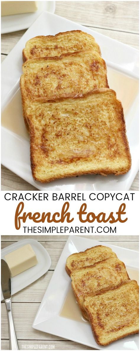 Make this easy Cracker Barrel Copycat French Toast recipe! It's a delicious french toast recipe that the whole family will enjoy! Perfect for family breakfast! #frenchtoast #copycat #copycatrecipes #breakfast #crackerbarrel #easyrecipe Cracker Barrel French Toast, Cracker Barrel Copycat, Delicious French Toast Recipe, Decadent Dinner, French Toast Casserole Easy, Homemade French Toast, Easy French Toast Recipe, Delicious French Toast, Classic French Toast