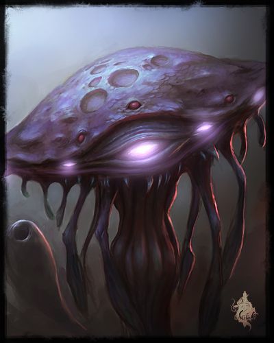 It's like an alien jellyfish Horror Jellyfish, Eldritch Jellyfish, Jellyfish Alien, Jellyfish Monster, Alien Shark, Alien Wildlife, Eldritch Horrors, Call Of Cthulhu Rpg, Mind Flayer