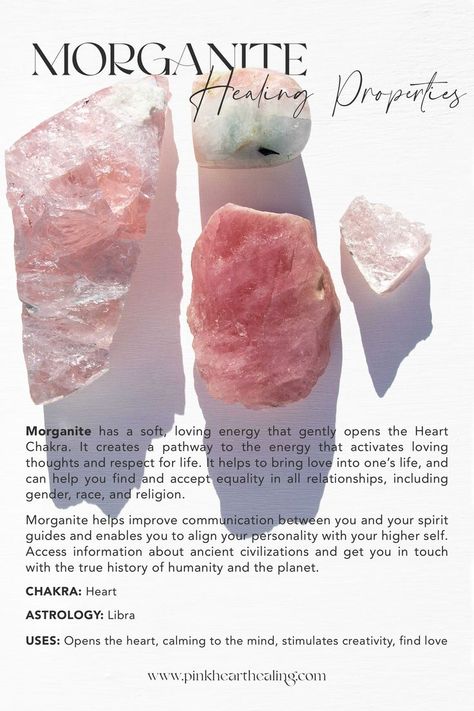 This gentle, loving stone gently opens the Heart Chaka. Connect with your spirit guides and your higher self. Add Morganite to your collection today. Connect To Spirit, Best Healing Crystals, Loving Thoughts, Crystal Healing Chart, Crystal Power, Crystals Healing Properties, Spiritual Crystals, Crystal Therapy, Meditation Crystals