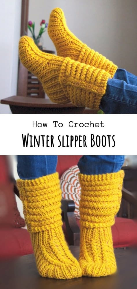 Crochet Slipper Boots, Easy Crochet Slippers, Crochet Slipper, Crochet Socks Pattern, Crochet Slippers Free Pattern, Slippers Boots, Crochet Slipper Pattern, Crochet Boots, Crochet Socks