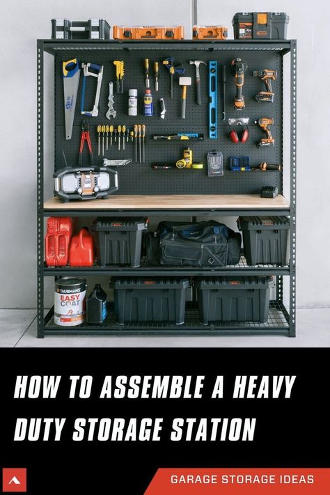 ASSEMBLE YOUR HEAVY DUTY STORAGE STATION WITH THESE EASY STEPS. In this How To video, we show you how to assemble a Pinnacle Hardware Heavy Duty Storage Station. For more "How To" projects please check out our How To section on our website. Small Space Tool Storage Ideas, Tool Storage Ideas Small Spaces, Power Tool Storage Rack, Wooden Garage Storage Racks, Bike Storage Garage Wall, Heavy Duty Storage Racks, Steel Storage Rack Garage, Proslat Wall Storage, Garage Systems