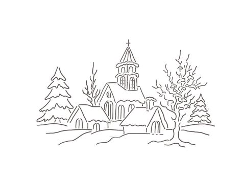 Christmas Village Line Art, Christmas Scene Drawing, Village Drawing, Cardboard Crafts Kids, Redwork Patterns, House Quilt Patterns, Crewel Embroidery Patterns, Window Drawing, Christmas Dreaming