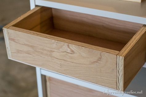 Make drawers for the Billy bookcases bear the bottom for C? Ikea Closet Desk, Ikea Cube Storage Hack, Cube Storage Hack, Ikea Cube Storage, Ikea Cube, Billy Hack, Ikea Closet Hack, Bookcase Closet, Ikea Cubes