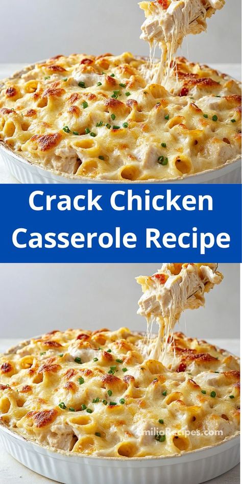 This Crack Chicken Casserole combines tender chicken, creamy cheese, and flavorful ranch seasoning, all baked together for a comforting dish. Perfect for family dinners, it's both satisfying and easy to prepare. Fun Chicken Dinner Ideas, Tender Chicken Breast Recipes, Recipe For Family, The Best Chicken Recipes, Delicious Family Dinners, Delicious Chicken Breast Recipes, Chicken Casserole Recipe, Chicken Casserole Recipes, Chicken Dinner Ideas