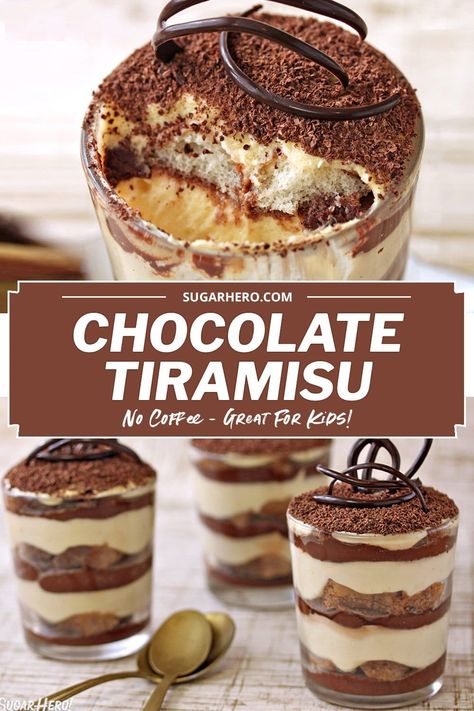 Chocolate Tiramisu Recipe, Trifle Cups, Homemade Tiramisu, Easy Tiramisu Recipe, Chocolate Tiramisu, Tiramisu Dessert, No Coffee, Adventure Seeker, Tiramisu Recipe