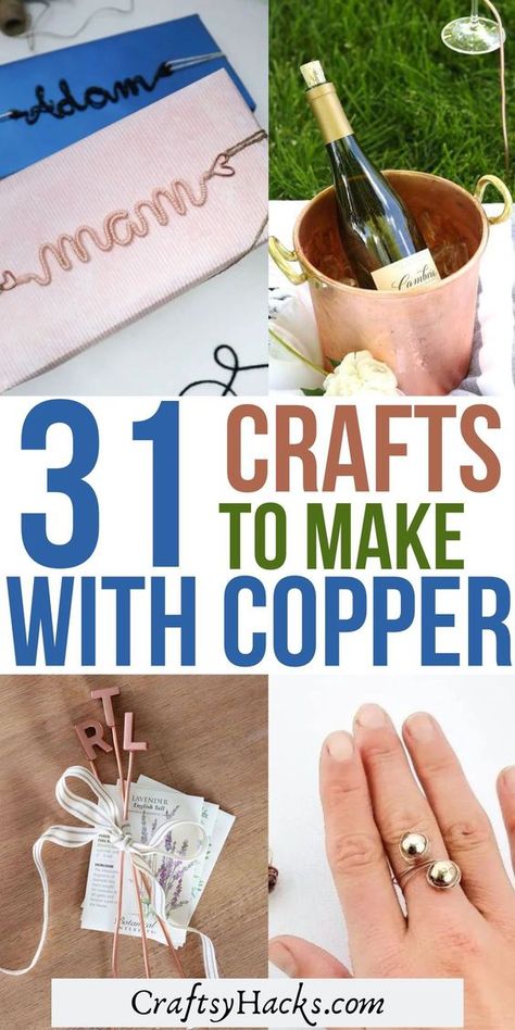 Discover the limitless possibilities with copper arts and craft ideas! From home decor crafts to gifts for friends, these projects will not only enhance your home but also showcase your artistic skills. Dive into the world of handmade jewelry and transform ordinary metal into stunning, wearable art. Copper Tape Crafts, Copper Crafts Ideas Diy Projects, Copper Wire Crafts Diy, Copper Gift Ideas, Copper Pipe Art, Copper Diy Projects, Wire Macrame, Copper Jewelry Diy, Diy Jewelry Videos