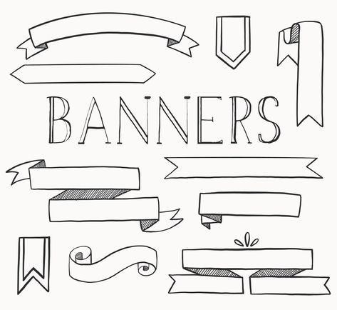 Banner Doodles / Hand Drawn Banner Clip Art / Banner Clip Art / Blog Images / Digital Download / Black and White Doodles / - Etsy Black And White Doodles, Drawn Banner, Banner Doodle, Harry Potter Wall Art, Banner Clip Art, Art Banner, Banner Drawing, Printable Party Decorations, Blog Images