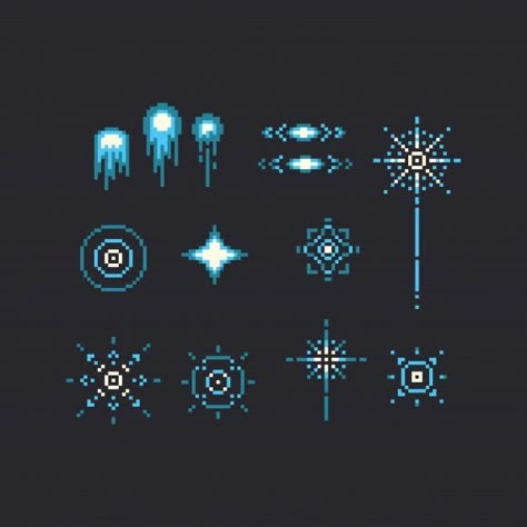 Pixel Fireworks, Blue Pixel Art Icon, Magic Pixel Art, Star Pixel Art, Blue Pixel Art, Stars Pixel Art, Space Pixel Art, Pixel Star, Pixel Space