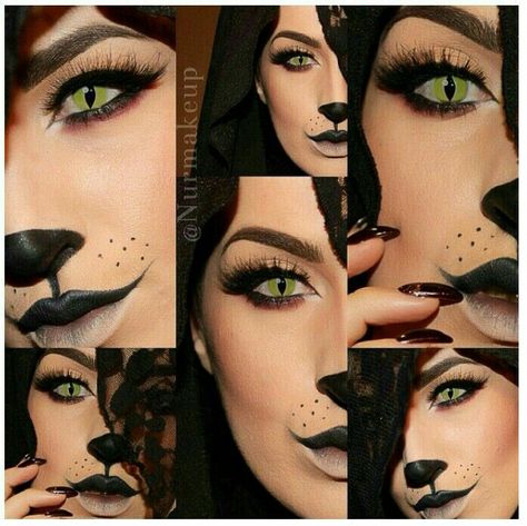 Cat Custome Halloween Women, Black Panther Halloween Costume, Catwoman Makeup, Black Cat Makeup, Cat Makeup Tutorial, Catwoman Costume, Cat Halloween Makeup, Carnaval Outfit, Halloween Make-up Looks