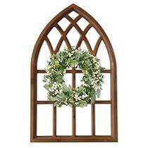 Faux Window Panes, Window Frame Wall Decor, Window Frame Picture, Arched Wall Decor, Fireplace Living Room, Wooden Window Frames, Faux Window, Rustic Window, Wooden Arch