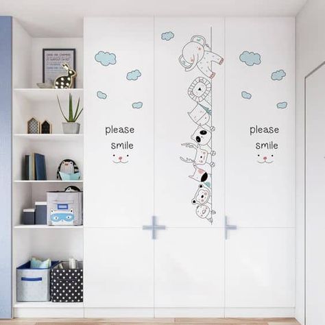 Luxury Cupboard, Kids Room Wardrobe Design, Baby Wall Stickers, Baby Room Wall Decor, Kids Room Wall Stickers, Kids Room Interior Design, Kids Interior Design, Wardrobe Door Designs, Kids Room Furniture