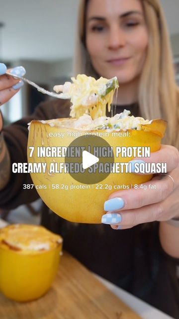 Spaghetti Squash With Cottage Cheese, Spaghetti Squash High Protein, Shrimp Alfredo Spaghetti Squash, Spaghetti Squash And Cottage Cheese, Spaghetti Squash Cottage Cheese, Cottage Cheese Spaghetti Squash, High Protein Spaghetti Squash Recipes, Keto Squash, White Sauces