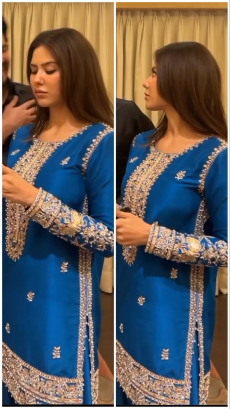 Royal Blue Suits Women Indian, Blue Suits Women Indian, Garara Dress, Boutique Cafe, Panjabi Suit, Sonam Bajwa, Plain Suit, Blue Suits, Embroidery Fashion Detail