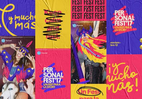 Personal Fest'17 on Behance Festival Instagram Feed, Y2k Tech Graphics, Fun Social Media Design, Post Carnaval, Pop Art Graphic Design, Concert Design, Fun Graphic Design, Art Direction Advertising, Promo Flyer