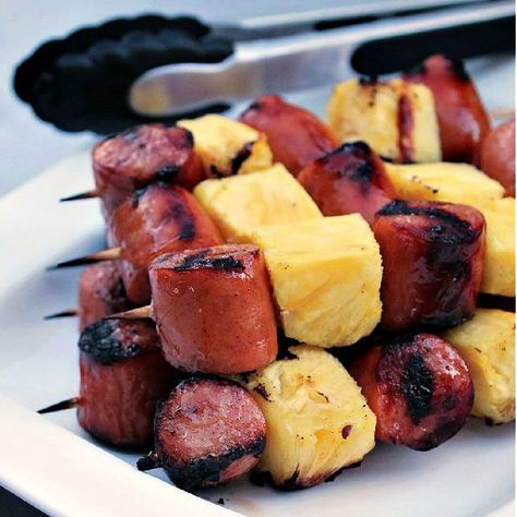 Sausage And Pineapple, Italian Pinwheels, Glazed Pineapple, Sausage Skewers, Recipes Corn, Pineapple Skewer, Pork Tenderloin Sandwich, Yummy Dishes, Sausage Bake