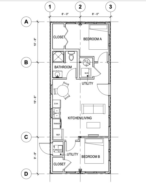 Photo 11 of 19 in 9 Shipping Container Home Floor Plans That Maximize Space - Dwell Shipping Container Home Floor Plans, Container Home Floor Plans, Modular Home Builders, Small Floor Plans, Sea Containers, Container Conversions, Shipping Container Home Designs, Storage Container Homes, Shipping Container House Plans