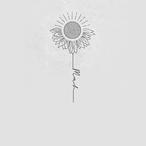 You Are My Sunshine Memorial Tattoo, Half Sunflower Half Sun Tattoo, Sunflower Minimalist Tattoo, Sunshine Tattoos For Women, Sunflower And Sun Tattoo, Sunflower Sun Tattoo, Sun And Sunflower Tattoo, Sun Sunflower Tattoo, Sun With Flowers Tattoo