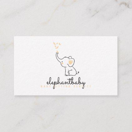 Elephant Butterflies Babysitter Business Card Toy Maker, Business Party, Elegant Baby, Elephant Design, Unique Business, Personal Business Cards, Animal Logo, Baby Boutique, Elephant Gifts