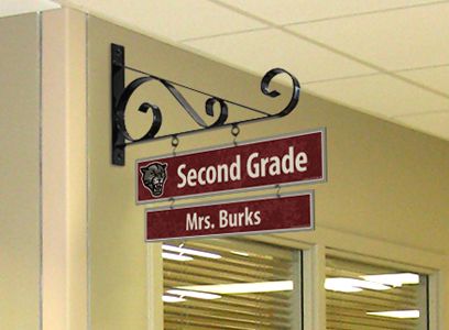 Teacher Signs | Classroom Door Signs | Descon Custom Signs Teacher Name Signs For Door, Campus Beautification, Classroom Signage, Hallway Signs, Classroom Ceiling, Principal Ideas, Teacher Classroom Sign, Classroom Door Sign, School Signage