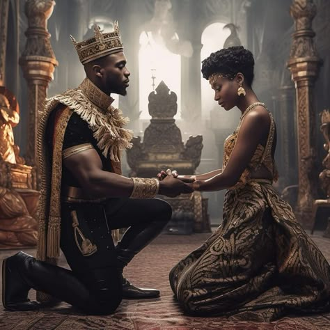 African King And Queen Photoshoot Ideas, Black Is King, Black King And Queen Photoshoot Ideas, African King And Queen, Black Kings, Black Royalty Aesthetic, Art Black Love, Black Love Artwork, Black Power Art