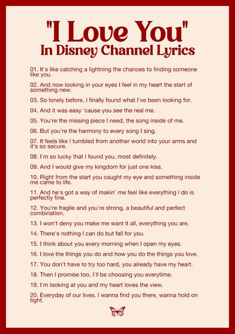 hsm has the best love songs Love Quotes For Him Songs Lyrics, Disney Song Lyrics Quotes, Quotes From Love Songs, Songs To Dedicate To Him, Song Lyrics Love Captions, I Love U Aesthetic Text, Love Quotes From Songs Lyrics, Hsm Quotes, Lyric Ideas For A Song