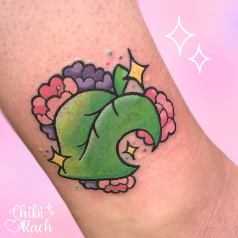 Nintendo Tattoo, Nature Tattoo Ideas, Hexagon Tattoo, Animal Crossing Leaf, Cupid Tattoo, Taboo Tattoo, Cool Nature, Gamer Tattoos, Gem Tattoo