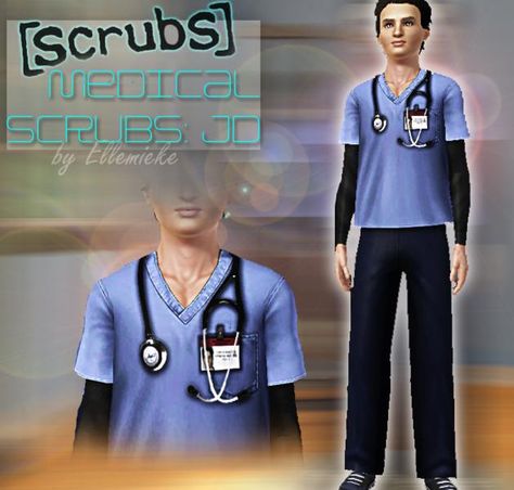 Ellemieke's Scrubs: Medical scrubs + Sleeves (JD) Sims Challenge, Sims 3 Mods, Scrubs Medical, Male Nurse, Sims Hair, Sims Community, Scrubs Nursing, Medical Scrubs, Sims Mods