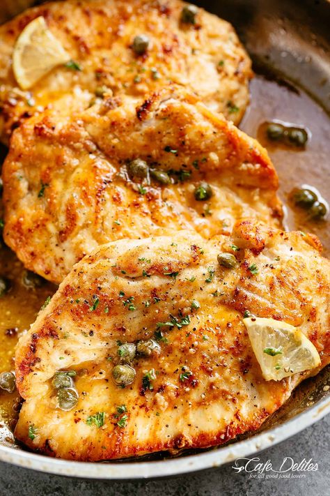 Chicken Piccata - Cafe Delites Cafe Delights, Garlic Twist, Crispy Chicken Breast, Lemon Chicken Piccata, Olive Garden Chicken, Piccata Recipe, Chicken Piccata Recipe, Cafe Delites, Ww Points