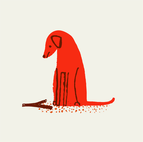 Dog Sitting Drawing, Dog With Stick, Simple Dog Illustration, Dog Illustration Simple, Standing Dog Illustration, Big Dog Illustration, Dog Logo Illustration, Dog Illust, Sitting Illustration