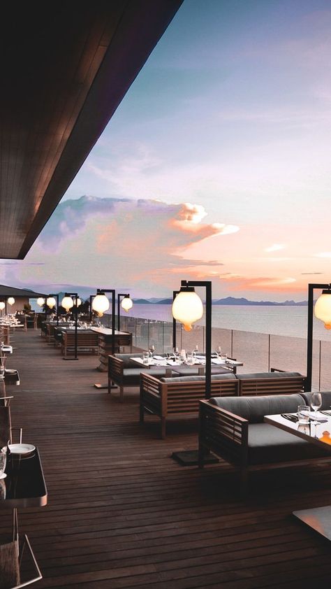 Thailand Hotels, Rooftop Restaurant Design, Koh Samui Hotel, Koh Samui Thailand, Samui Thailand, Rooftop Lounge, Beachfront Hotels, Thailand Hotel, Waterfront Restaurant