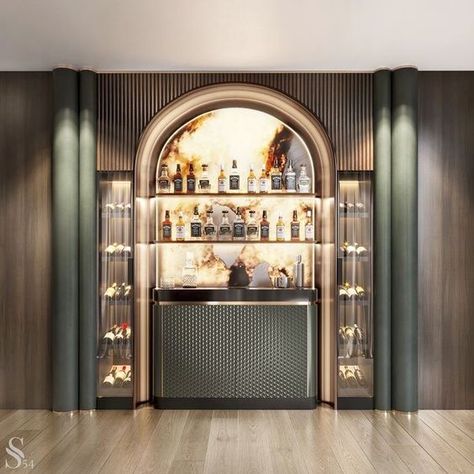 Bar And Lounge Interior Design Home, Bar Cabinets For Home, Bar Unit In Living Room, Home Bar Designs Luxury, Wine Cabinet Design, Luxury Bar Design, Interior Design Green, Bar Table Design, Bar Cabinet Design