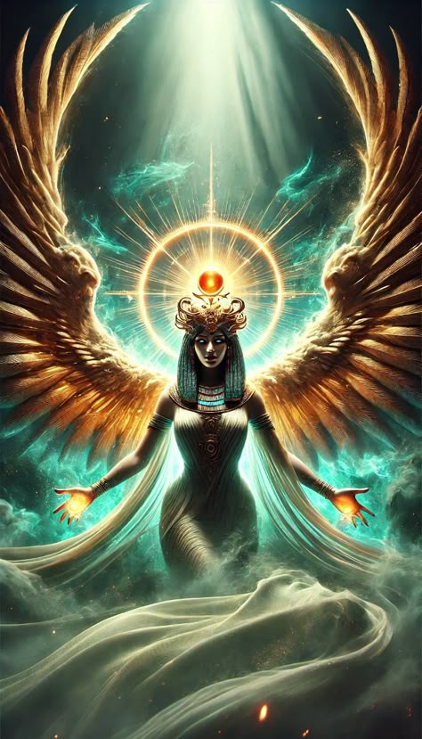 Isis, the radiant goddess whose wings embrace the cosmos, weaves magic and wisdom through the ages. Wadjet Goddess, Egyptian Goddess Maat, Egyptian Goddess Hathor, Mythical Goddess, Ancient Egyptian Women, Sigil Symbols, Egypt Goddess, Egyptian Artwork, Aesthetic Trippy