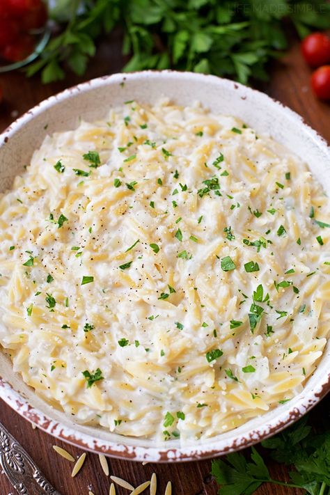 Creamy Parmesan Orzo Recipe Creamy Parmesan Orzo, Parmesan Orzo, Creamy Orzo, Orzo Recipe, Life Made Simple, Orzo Recipes, Creamy Parmesan, Orzo, Yummy Sides