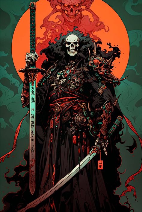 Champion Gundyr Art, Undead Samurai, Japanese Art Samurai, Samurai Wallpaper, Japanese Pop Art, Dark Fantasy Artwork, Samurai Artwork, Scifi Fantasy Art, Skeleton Art