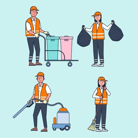 Cleaning Cartoon, Service Illustration, Clean City, City Clean, Man Cartoon, Applied Art, Illustration Flat, City Woman, Electronics Mini Projects