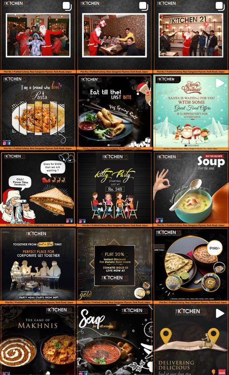 We made this Instagram grid for a family restaurant. #instagrammarketing #instagramstoryideas #socialmediamarketing #socialmediacontent #instagram #digitalmarketingagency Food Grid Instagram, Restaurant Instagram Feed Design, Ig Grid, Christmas Pasta, Jewelry Banner, Grid Ideas, Food Marketing, Instagram Grid Design, Figma Design