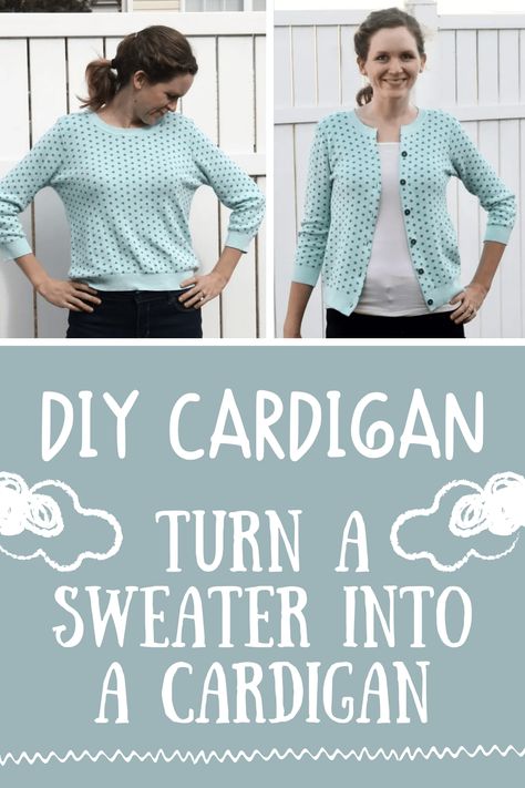 Sweater Hanging, Diy Cardigan, Sweater Tutorial, Sweatshirt Makeover, Upcycle Sweatshirt, Diy Sweater, Sweater Refashion, Old Sweater, Upcycle Sweater