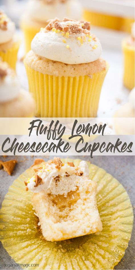 These Fluffy Lemon Cupcakes are bursting with zesty lemon flavour and topped with an easy Cream Cheese Buttercream. #lemoncupcakes #cupcakes #creamcheesefrosting via @sugarsaltmagic Lemon Cupcake Recipes, Cupcake Topping, Cupcakes Strawberry, Recipes Cupcakes, Lemon Cupcake Recipe, Lemon Cupcake, Cupcake Cream, Ideas Cupcakes, Magic Birthday