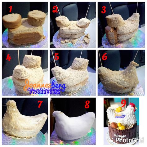 Tutorial on how to carve chicken with cake Easter Cupcakes Easy, Easter Decorations Table, Chicken Cake, Funny Birthday Cakes, Cake Decorating Frosting, Animal Cakes, Diy Ceramic, Decorations Table, Character Cakes