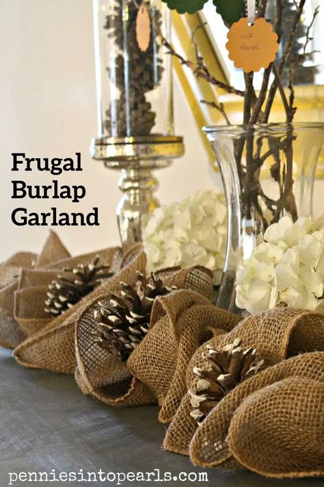 Burlap Garland Side Burlap Garland Ideas, Cheap Party Ideas, Craft Ideas For Teens, Easy Home Decor Diy, Burlap Centerpieces, Making Christmas Decorations, Meal Planning For Beginners, Easy Craft Ideas For Kids, Mantle Garland