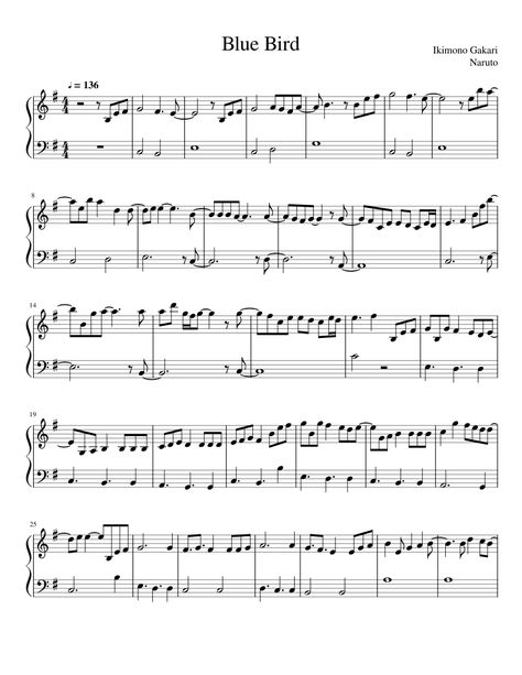 Blue Bird by Ikimono Gakari from Naruto - Easy Sheet music for Piano (Solo) | Musescore.com Naruto Piano Notes, Blue Bird Piano, Violin Sheet Music Popular Songs Easy, Anime Sheet Music, Easy Sheet Music For Piano, Blue Bird Naruto, Beginner Violin Sheet Music, Guard Aesthetic, Easy Violin Sheet Music